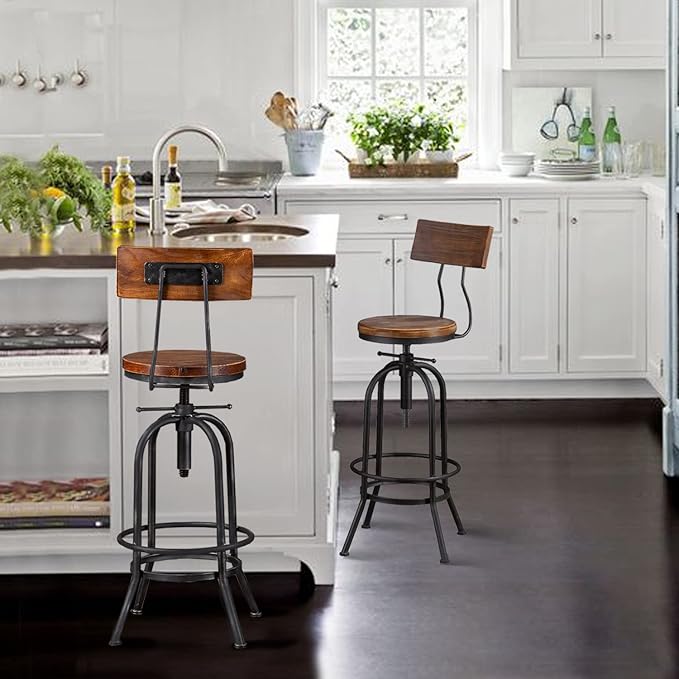 Set of 2-Industrial Bar Stools - Image 8