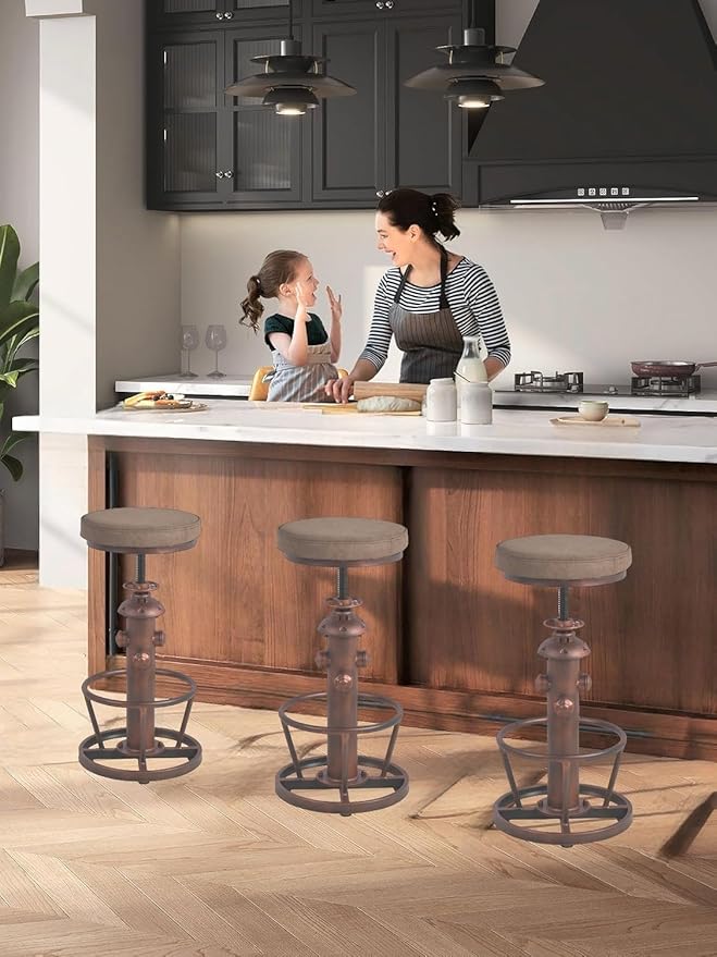 Vintage Swivel Bar Stools-Industrial Counter Height Chairs-Kitchen Dining - Image 2