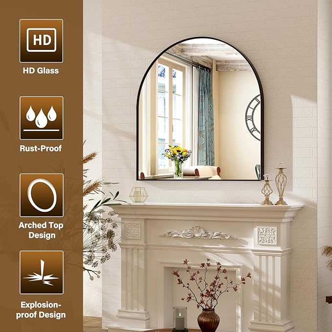 Arched Bathroom Mirror 32" x 34" - Image 3