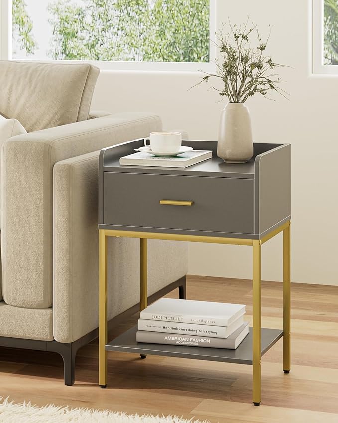 Nightstand, 3-Tier Modern Night Stand, Bedside Table by Unknown