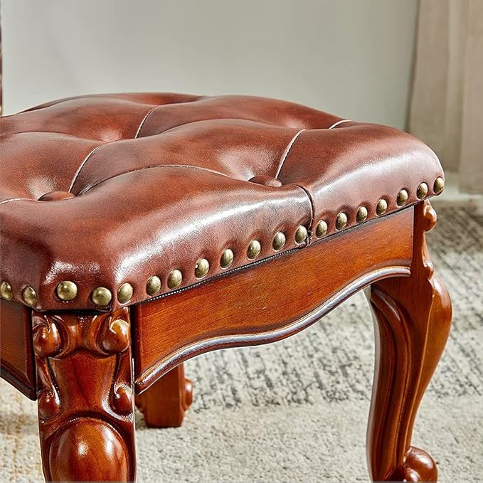 Foot Stool Ottoman with Microfiber Leather Cushion Footrest Sofa Stool - Image 5