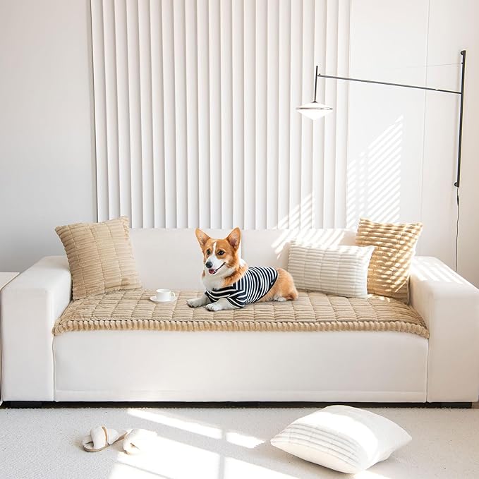 OTOB Couch Cover for Dogs Washable, Non Slip Plush Fuzzy Sofa Covers for 3 - Image 6