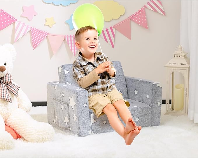 ALIMORDEN 2-in-1 Toddler Fold Out Couch, Comfy Convertible Sofa to Lounger - Image 4