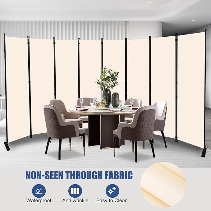Room Divider and Folding Privacy Screens， Large 8 Panel Room Divider Wall Screen - Image 3