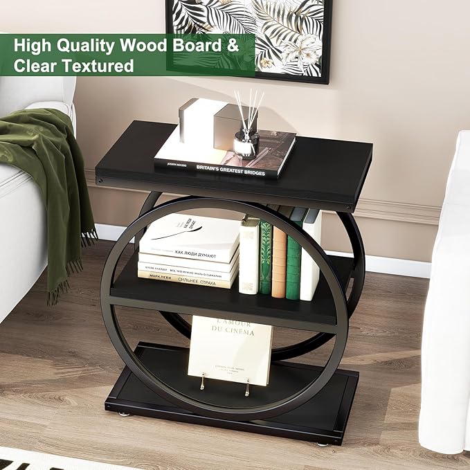 IBUYKE Narrow End Table with 3 Storage Shelves, Industrial Sofa Side Table - Image 6