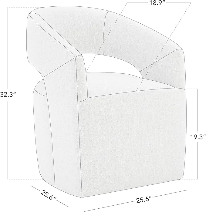 Upholstered Dining Chairs with Casters No Assembly Modern Barrel Armchair with - Image 3
