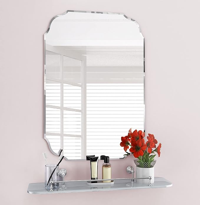 KOHROS Silver Bathroom Mirror 18" x 24" Frameless Rectangle Beveled Edge by KOHROS