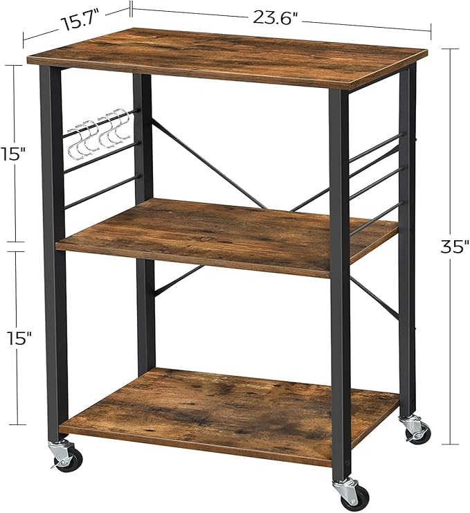 VASAGLE Kitchen Shelf on Wheels, Serving Cart - Image 6