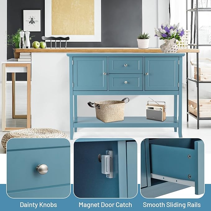 COSTWAY Buffet Sideboard, with 2 Wood Storage Drawers & Open Shelf, Console - Image 7