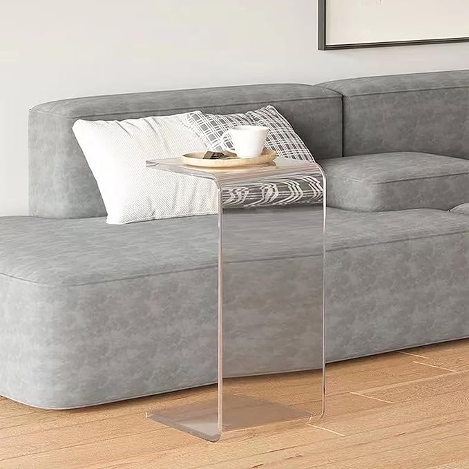 Acrylic End Table, 26 Inch Tall Side Table Acrylic C Shape Modern Clear Side - Image 6