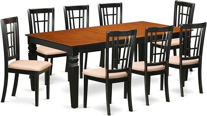 East West Furniture LGNI9-BCH-C 9 Piece Dining Table Set Includes a Rectangle by EastWestFurniture