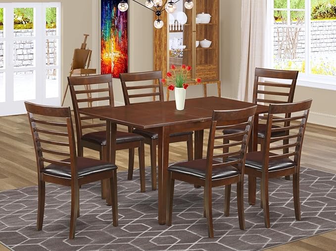 East West Furniture NOML7-MAH-LC 7 Piece Dining Table Set Consist of a - Image 6