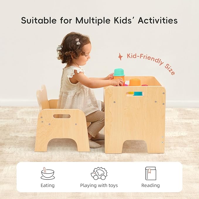 OOOK Montessori Weaning Table and Chair Set, Kids Activity Wooden Toddler Table - Image 3