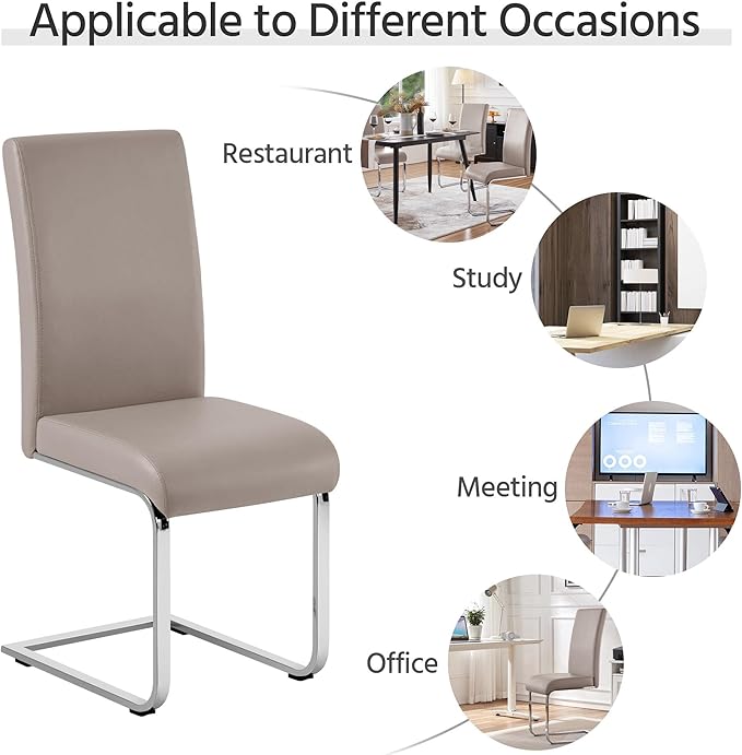 Yaheetech Dining Chairs Set of 6 Modern Faux Leather Upholstered Dining Room - Image 6