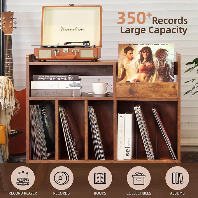 Record Player Stand, Large Record Player Table Cabinet - Image 4