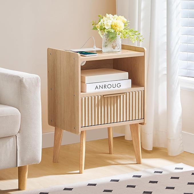 Fluted Nightstand, End Table, Small Modern Bedside Table - Image 2
