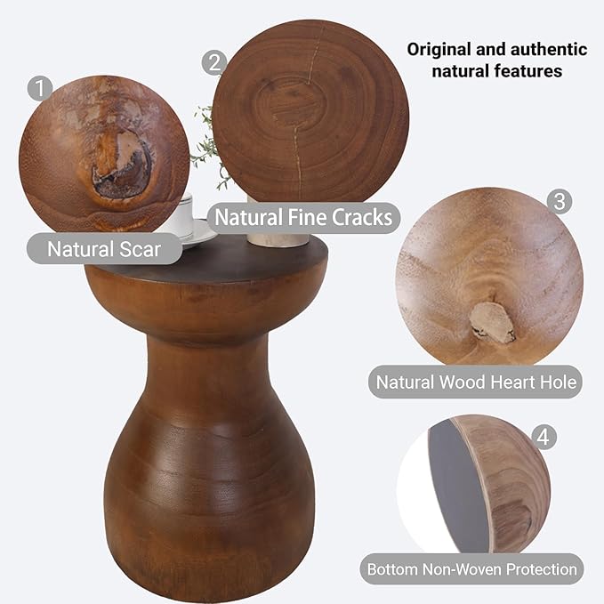 TORMAYS HOME Wooden Side Table Tree Stump End Table Solid Wood Stool Natural - Image 3