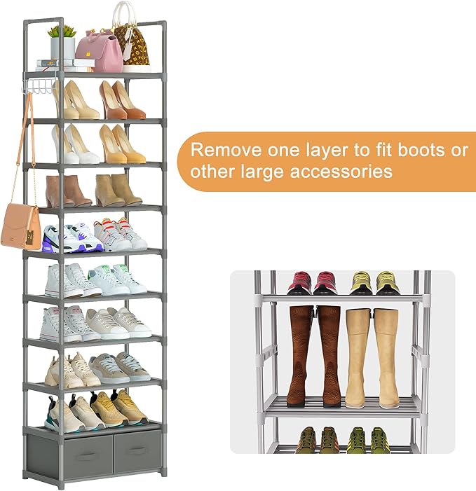 Shoe Rack, Sturdy Metal Shoes Rack Organizer, Narrow Shoe Rack, Shoe Racks - Image 7