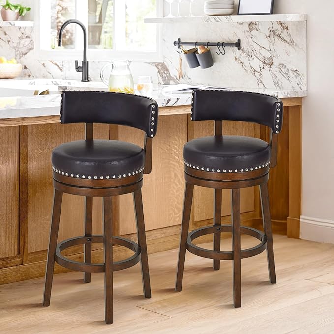 COLAMY Swivel Bar Stools Set of 2, 30 Inch Swivel Bar Height Bar Stools by COLAMYINC