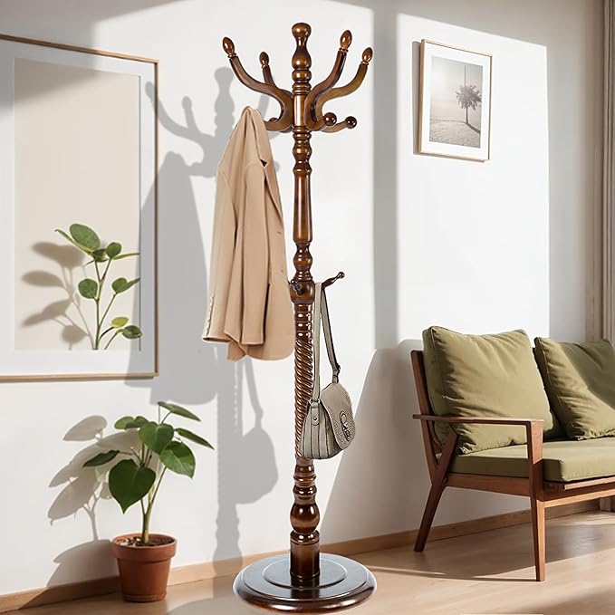 73 in Wood Coat Rack, Coat Rack Freestanding by VEGNIC