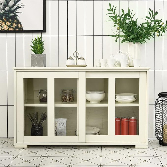 Costzon Sideboard Buffet Cabinet, Wooden Kitchen Storage Cabinet - Image 2