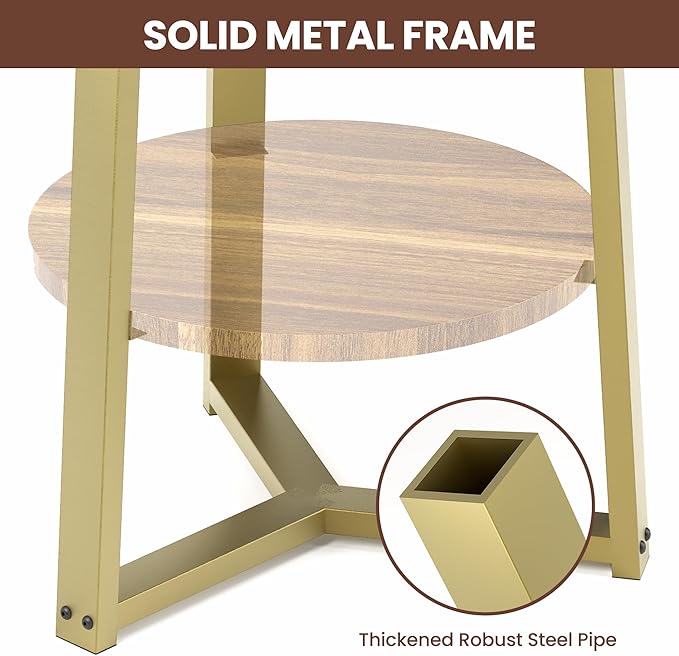 PPAMAPIC Round End Table, 2 Tier Side Table - Image 6