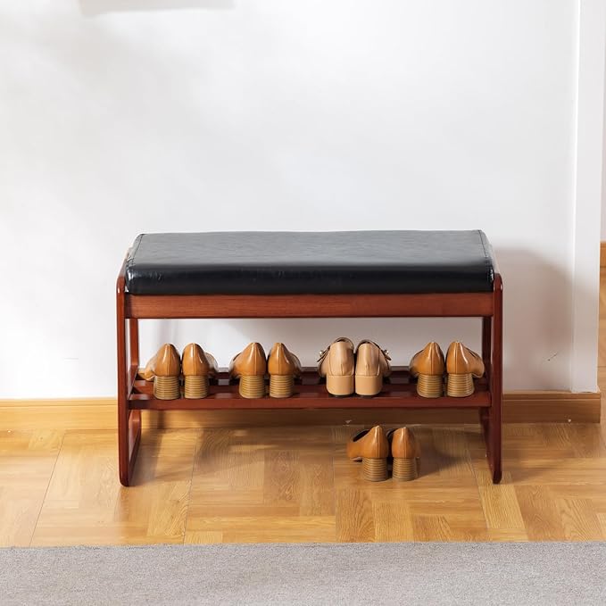 latifolia Solid Wood Bench, Entryway Shoe Bench - Image 7