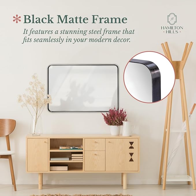 Hamilton Hills 24x36 Inch Metal Black Frame Mirror - Image 6