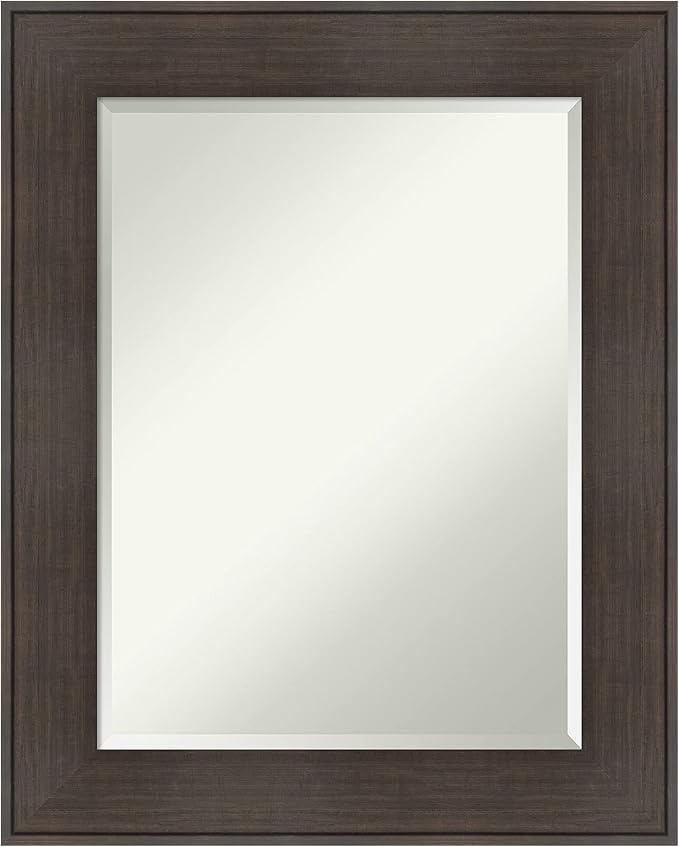 Amanti Art Brown Wall Mirror 30x24 William Rustic Woodgrain Rectangle Bathroom by AmantiArt