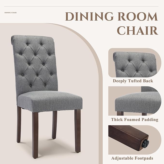 COLAMY Tufted Dining Chairs Set of 6, Parsons Dining Room Chairs Upholstered - Image 4