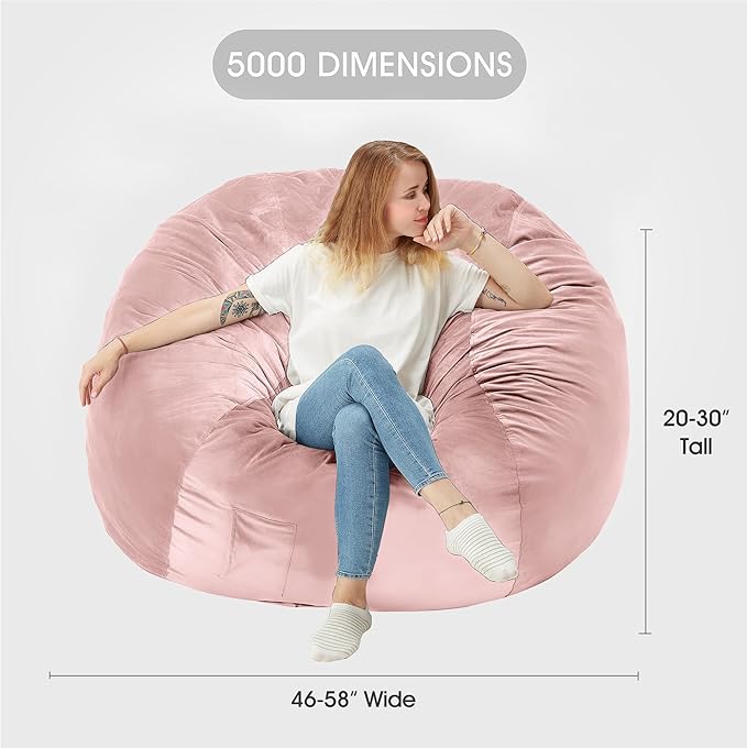 HABUTWAY Bean Bag Chair: Giant 5' Memory Foam Furniture Bean Bag Chairs - Image 3