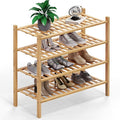 Haddockway 4 Tier Bamboo Shoe Rack Storage Organizer, Small Space 27"x11"x26" by Haddockway
