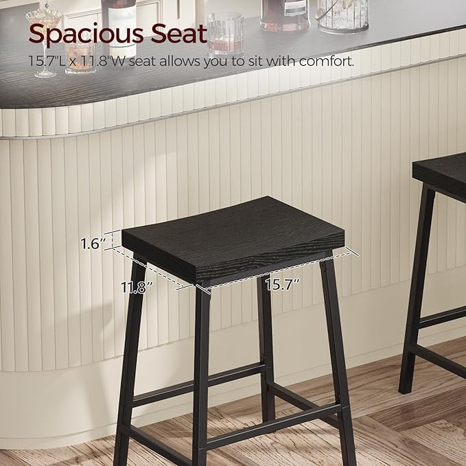 Bar Stools, Counter Height Bar Stools Set of 2, 23.7 Inch Saddle Stools - Image 8