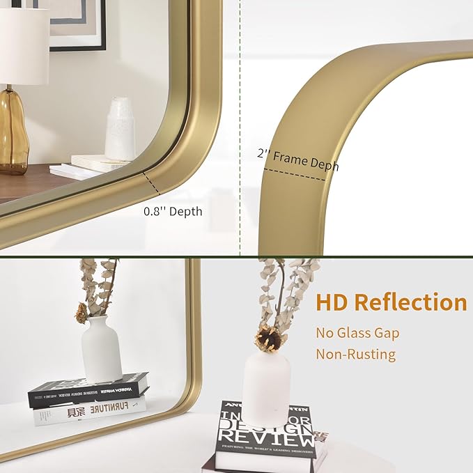 Bathroom Mirror 30x40 inch, Modern Round Corner Bathroom Vanity Mirror - Image 2