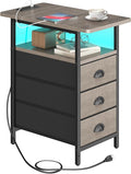 End Table with Charging Station, LED Side Tables with USB Ports and Outlets by Unknown