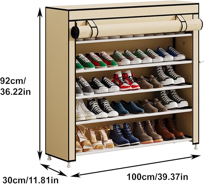 Calmootey 5 Tier Shoe Rack Organizer to Hold 25 Pairs, Portable Shoe Shelf - Image 3