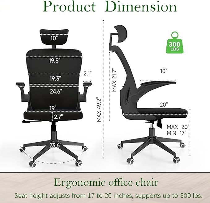 Ergonomic Office Chair, High-Back Mesh Computer Desk Chair - Image 2