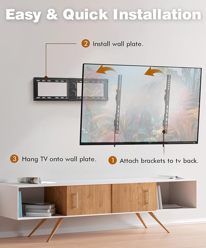 TV Wall Mount for Most 37-82 Inch, Low Profile Tilt Wall Mount TV Bracket for - Image 7