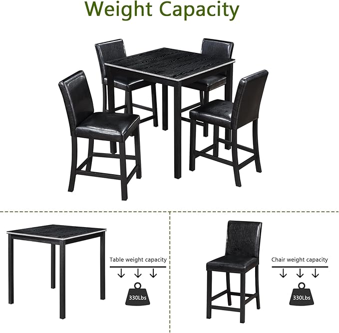 KEIKI 5-Piece Counter Height Dining Table Set - Image 7