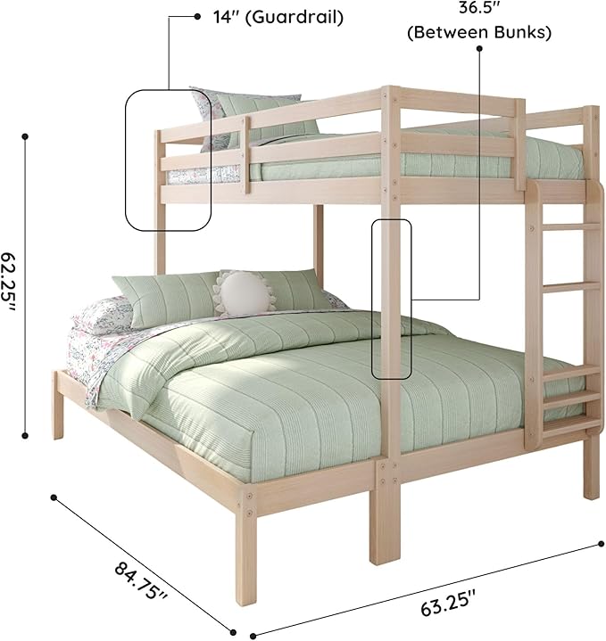 Grain & Grove Bear Twin XL Over Queen Bunk Bed, Sturdy Bunk Bed Frame - Image 2