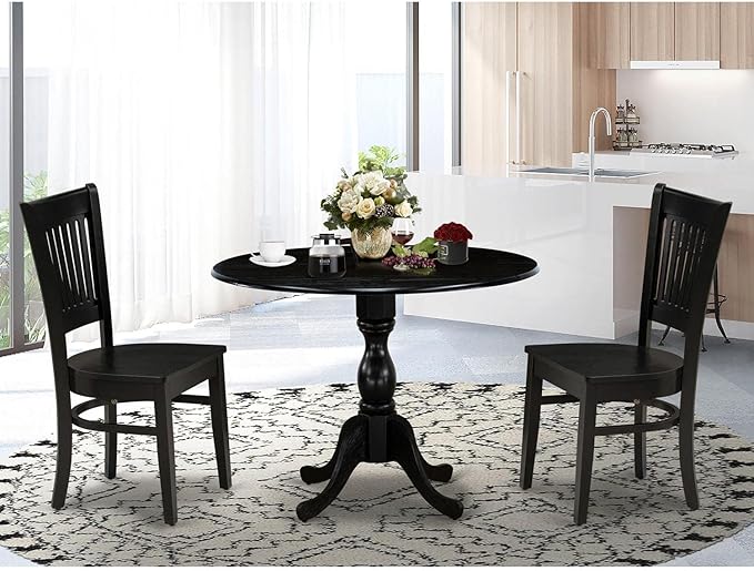 East West Furniture DMVA3-BLK-W 3 Piece Dinette Set - Image 6