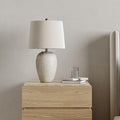 Nourison Home 23" Distressed Cream/Beige Rustic Ceramic Jar Table Lamp by NourisonHome