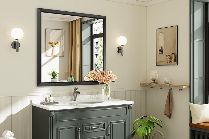 40x38 Inch Black Bathroom Mirror - Image 3