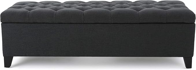 Christopher Knight Home Ottilie Fabric Storage Ottoman, Dark Grey Dimensions: - Image 5
