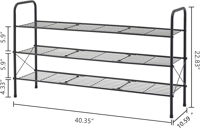 Hoctieon 3 Tier Mesh Style Shoe Rack, Entryway Shoe Shelf, Shoe Storage - Image 3