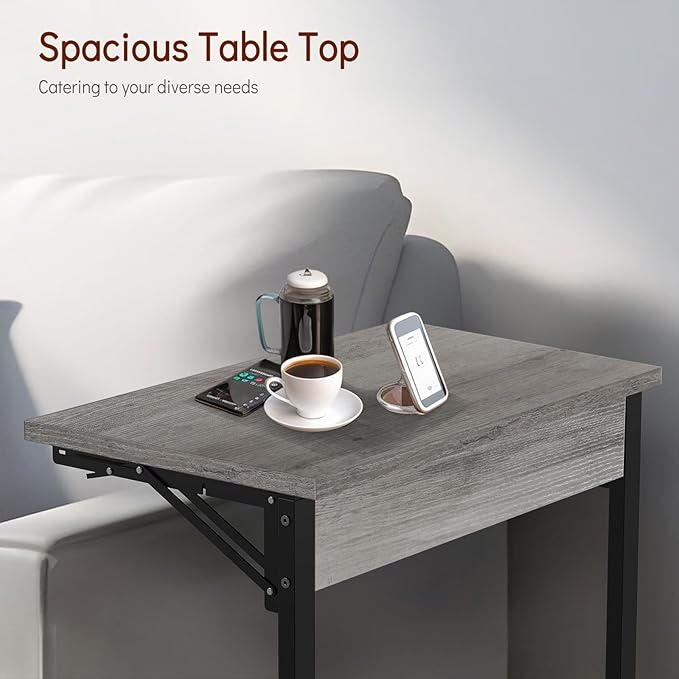 Tatub 24" Folding C Shaped End Table, Small Sofa Side Laptop Desk, Couch TV - Image 8