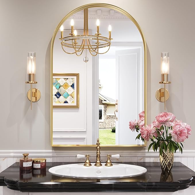 Brightify Arched Mirror, Arched Wall Mirror, 28 x 40 Inch Gold Arch Mirror by Brightify