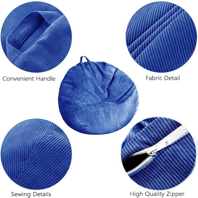Kisoy Bean Bag Chair Cover Stuffed Animal Storage Bean Bag Cover Pets Dogs/Cats - Image 3