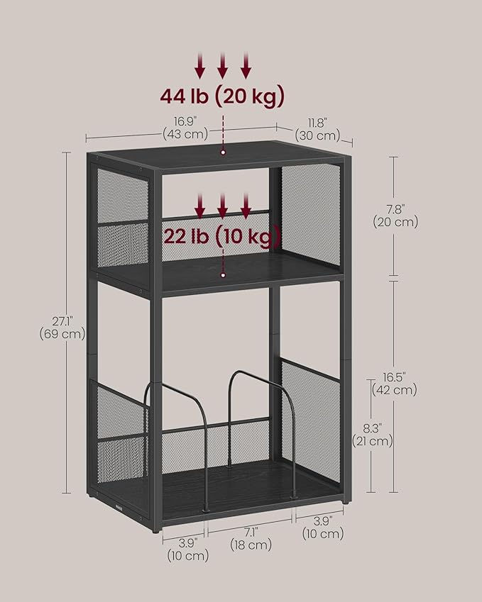VASAGLE Record Player Stand, 3-Tier Side Table, Vinyl Record Storage up to 100 - Image 3