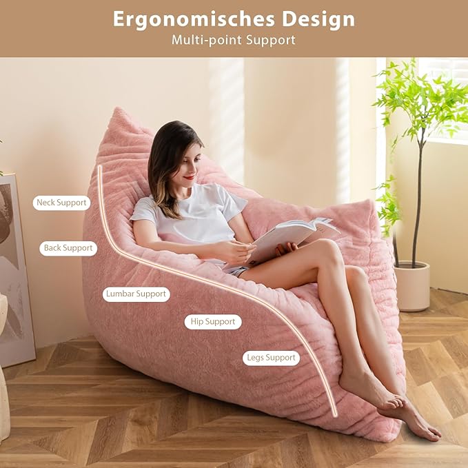 BYBYME 3 in 1 Bean Bag Chair, Convertible Chair Folds from Bean Bag to Lounger - Image 3